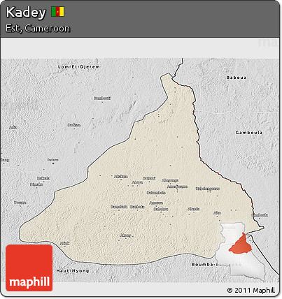 Shaded Relief 3D Map of Kadey, desaturated