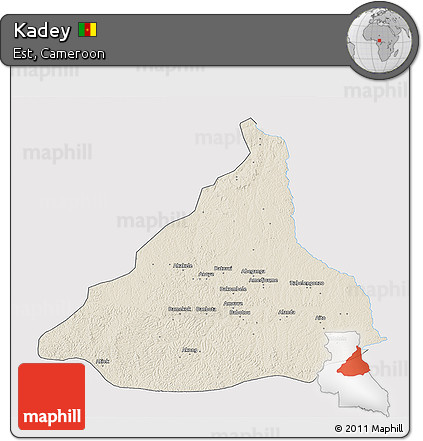 Shaded Relief 3D Map of Kadey, single color outside