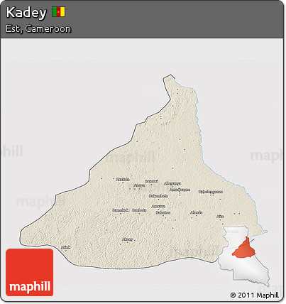 Shaded Relief 3D Map of Kadey, single color outside