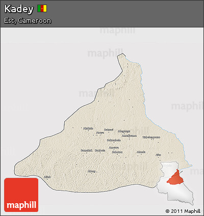 Shaded Relief 3D Map of Kadey, single color outside