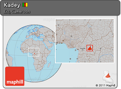 Gray Location Map of Kadey, within the entire country