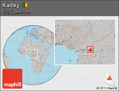 Gray Location Map of Kadey, within the entire country