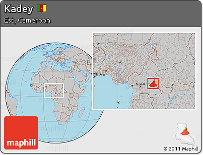 Gray Location Map of Kadey, within the entire country