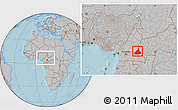 Gray Location Map of Kadey, within the entire country, hill shading