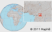 Gray Location Map of Kadey, within the entire country