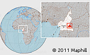 Gray Location Map of Kadey, highlighted country, within the entire country, hill shading