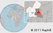 Gray Location Map of Kadey, highlighted country, highlighted parent region, hill shading