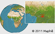 Satellite Location Map of Kadey, within the entire country
