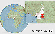 Savanna Style Location Map of Kadey, highlighted country, highlighted parent region, within the entire country, hill shading