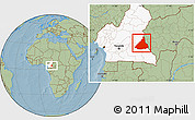 Savanna Style Location Map of Kadey, highlighted country, hill shading