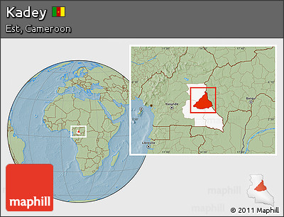Savanna Style Location Map of Kadey, highlighted parent region, hill shading