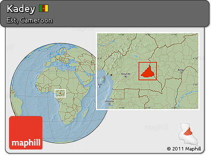 Savanna Style Location Map of Kadey, hill shading