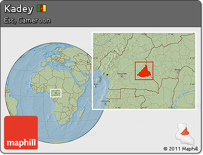 Savanna Style Location Map of Kadey, hill shading