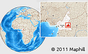 Shaded Relief Location Map of Kadey, highlighted country, within the entire country