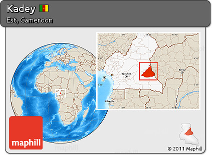 Shaded Relief Location Map of Kadey, highlighted country
