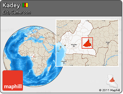 Shaded Relief Location Map of Kadey, highlighted country