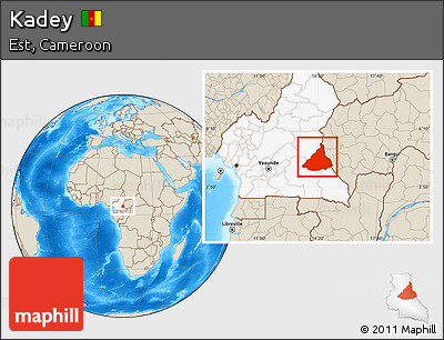 Shaded Relief Location Map of Kadey, highlighted country