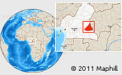 Shaded Relief Location Map of Kadey, highlighted country