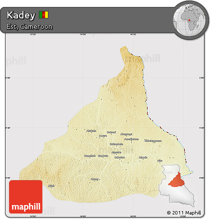 Physical Map of Kadey, cropped outside