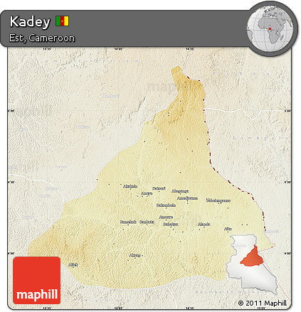 Physical Map of Kadey, lighten