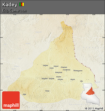 Physical Map of Kadey, lighten