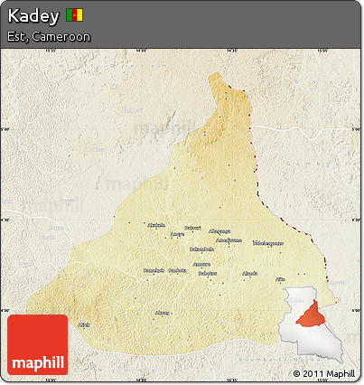 Physical Map of Kadey, lighten