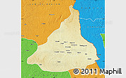 Physical Map of Kadey, political outside