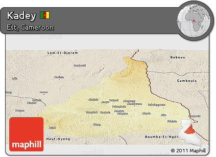 Physical Panoramic Map of Kadey, shaded relief outside