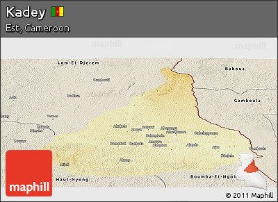 Physical Panoramic Map of Kadey, shaded relief outside