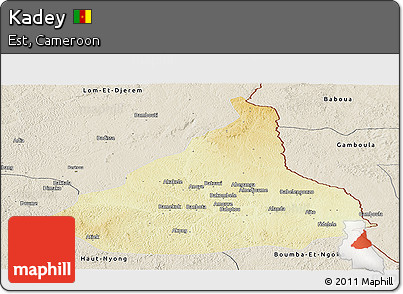 Physical Panoramic Map of Kadey, shaded relief outside