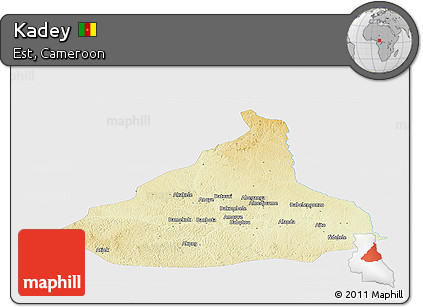 Physical Panoramic Map of Kadey, single color outside
