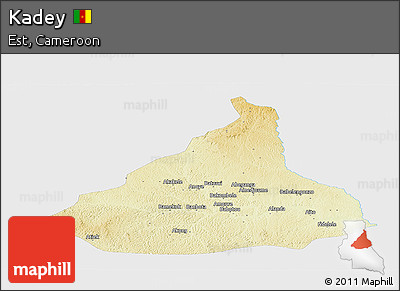Physical Panoramic Map of Kadey, single color outside