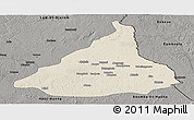 Shaded Relief Panoramic Map of Kadey, darken, semi-desaturated