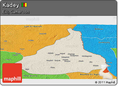 Shaded Relief Panoramic Map of Kadey, political outside