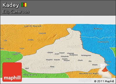 Shaded Relief Panoramic Map of Kadey, political outside