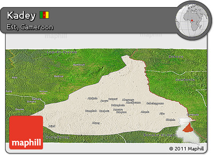 Shaded Relief Panoramic Map of Kadey, satellite outside