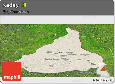 Shaded Relief Panoramic Map of Kadey, satellite outside