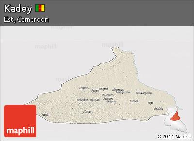 Shaded Relief Panoramic Map of Kadey, single color outside
