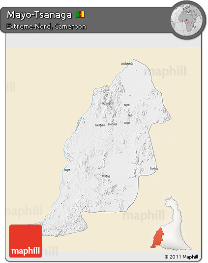 Classic Style 3D Map of Mayo-Tsanaga, single color outside