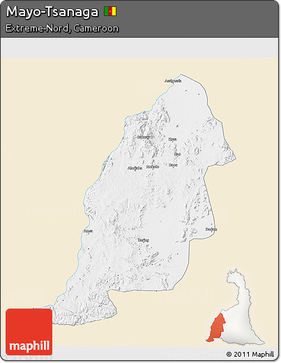 Classic Style 3D Map of Mayo-Tsanaga, single color outside