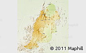 Physical 3D Map of Mayo-Tsanaga, lighten