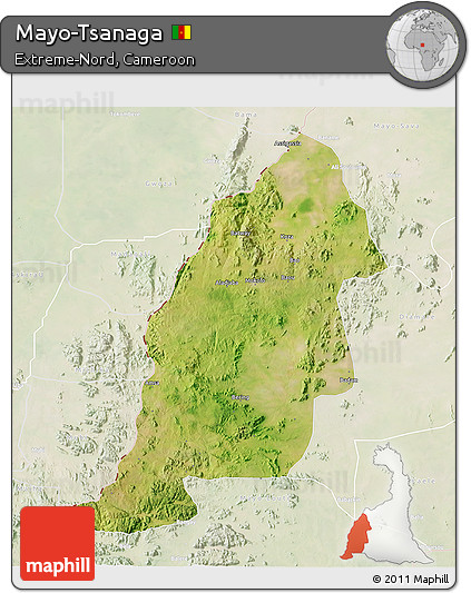 Satellite 3D Map of Mayo-Tsanaga, lighten
