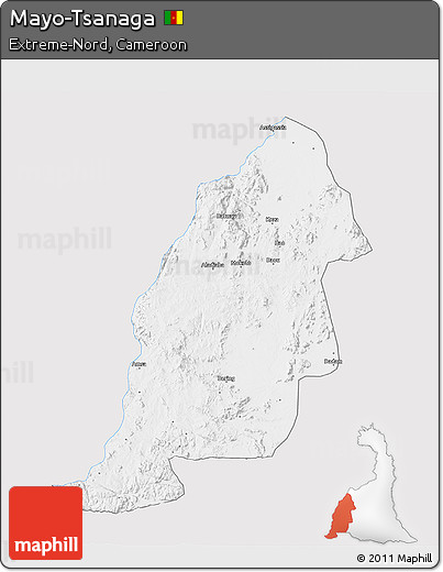 Silver Style 3D Map of Mayo-Tsanaga, single color outside