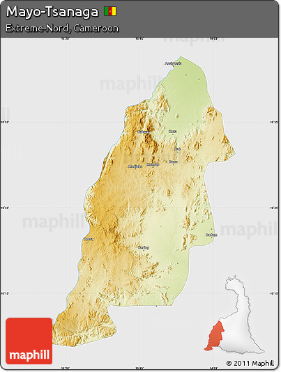 Physical Map of Mayo-Tsanaga, single color outside