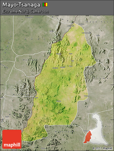 Satellite Map of Mayo-Tsanaga, semi-desaturated