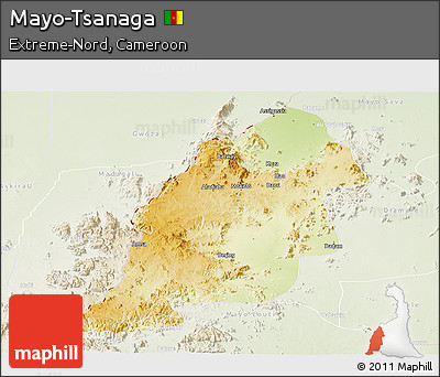 Physical Panoramic Map of Mayo-Tsanaga, lighten