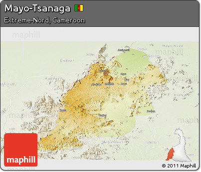 Physical Panoramic Map of Mayo-Tsanaga, lighten