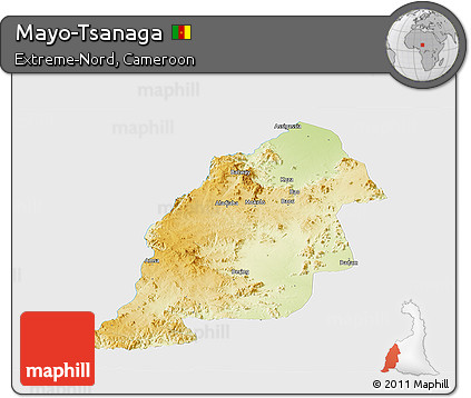 Physical Panoramic Map of Mayo-Tsanaga, single color outside