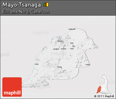 Silver Style Panoramic Map of Mayo-Tsanaga, single color outside