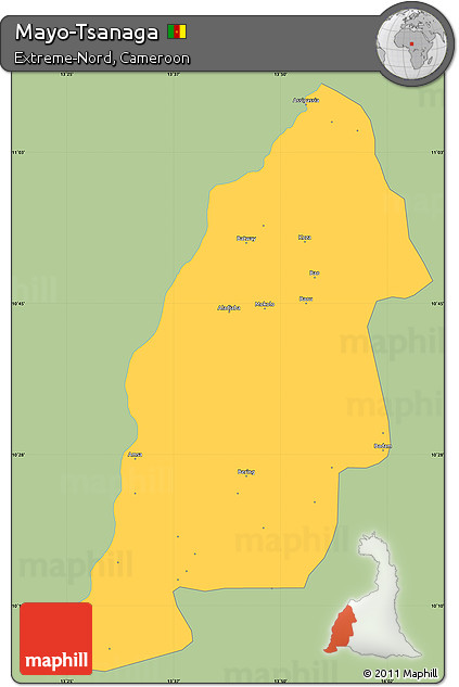 Savanna Style Simple Map of Mayo-Tsanaga, single color outside
